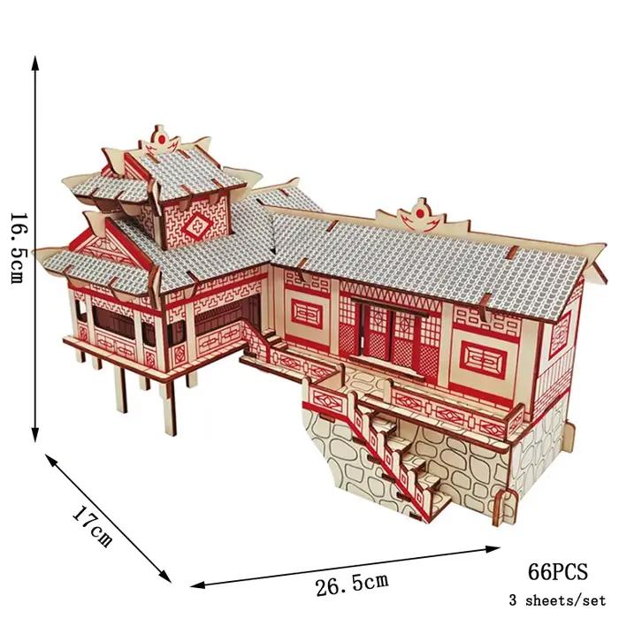 Architecture chinoise 3D Puzzle de Construction en bois modèle de maison de Construction puzzle en b