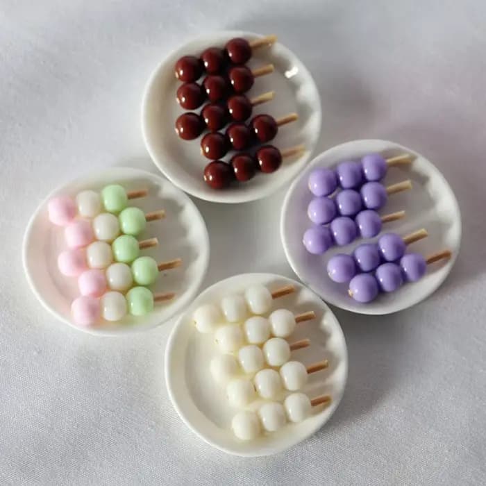 3 ensemble maison de poupée Mini boules de poisson japonaises boules de riz gluant brochettes de gât