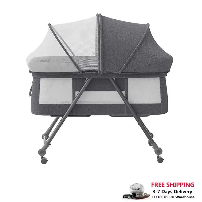 Lit de voyage Baby Grab-and-go avec matelas et roues silencieuses, berceau à bascule convertible, XY