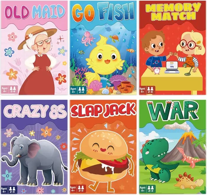 Jeux de cartes pour enfants de 4 à 8 ans, 6 jeux amusants pour les soirées de jeux en famille, les j
