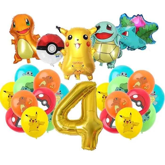 Fournitures de décoration de fête d'anniversaire Pokemon Pikachu écureuil Charmander ballon en alumi