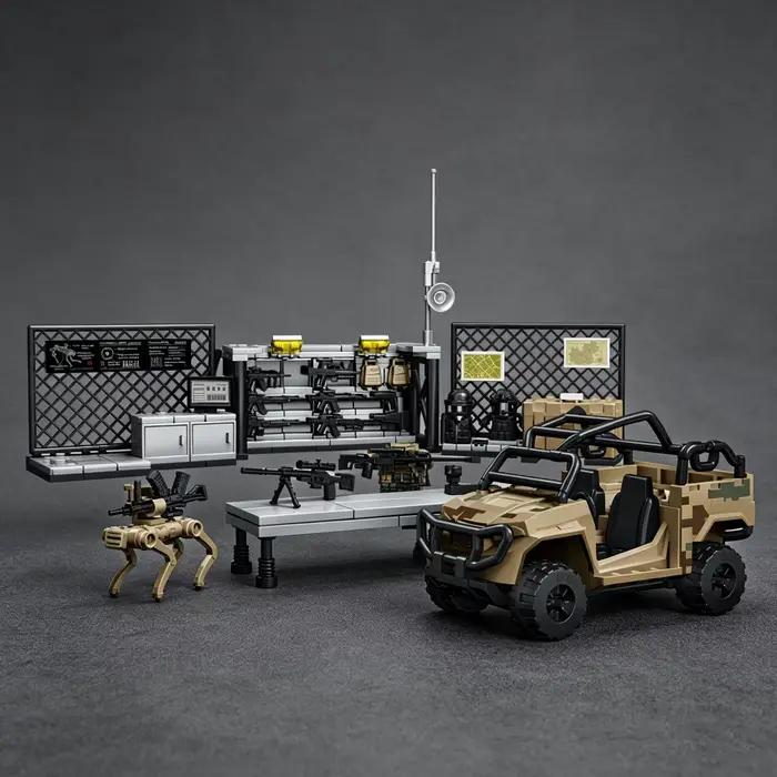 Collection d'équipements militaires de la série MOC, blocs de construction, jouet, modèle de poste d