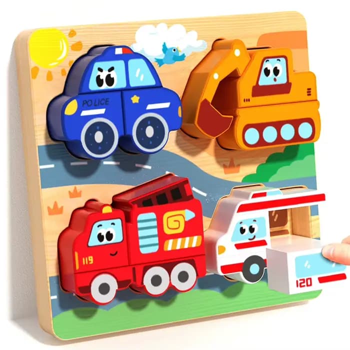 Jouets en bois 4 en 1, Puzzle 3D en bois, animaux de dessin animé, Puzzle cognitif, jouets éducatifs