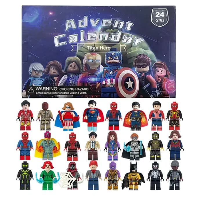 24 pièces/ensemble calendrier de l'avent Disney pour enfants, figurine de dessin animé Spiderman Iro