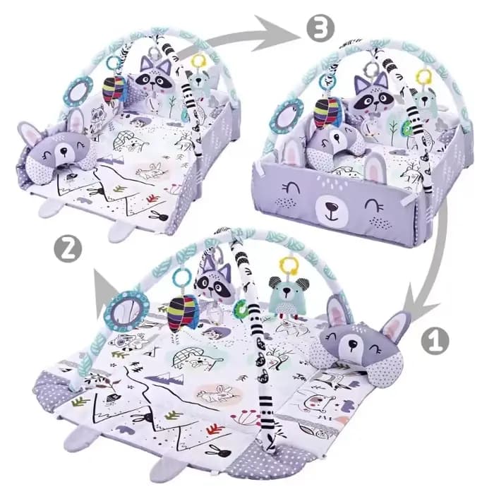 Tapis de jeu pour bébé 4 en 1 avec jouets détachables pour le développement du bébé, gymnase éducati