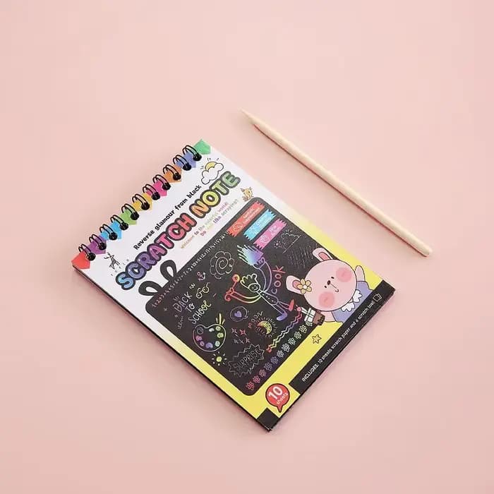 Livre de coloriage à gratter, Notes à gratter arc-en-ciel, papier de peinture magique avec stylo bât