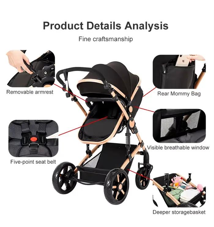 Poussette bébé 3-en-1 innovante, design tendance avec siège auto confortable, nacelle spacieuse et f