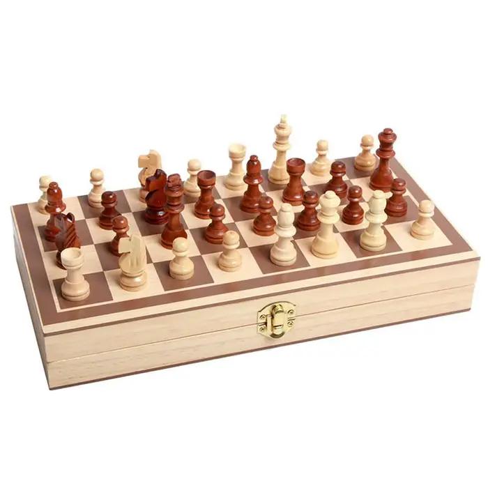 1 ensemble adulte débutant échiquier magnétique pliable jeu d'échecs en bois jeu de Puzzle dames jeu