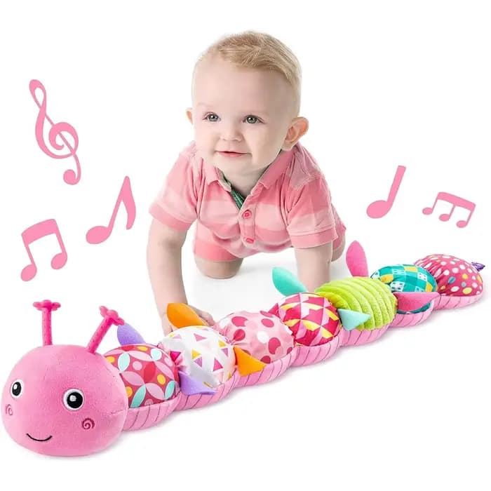 Jouet sensoriel pour bébé de 0 à 12 mois, peluche musicale en forme de chenille, jouet à bruit frois