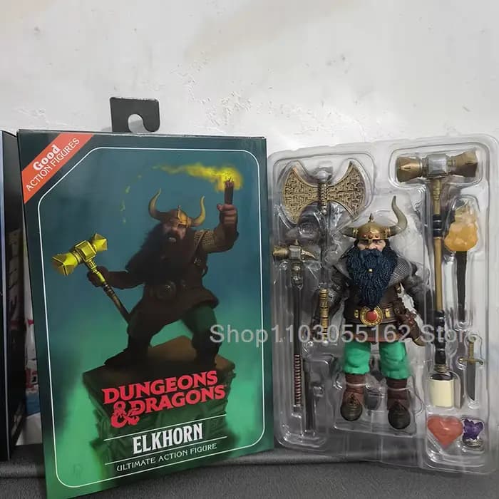 Figurine originale Dragon et Dungeon, guerrier nain Elkhorn, figurines d'action, modèle de jouet por