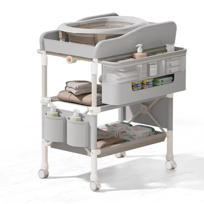 Table à langer de luxe pour bébé, avec éclairage LED, veilleuse douce, décoration moderne pour pépin