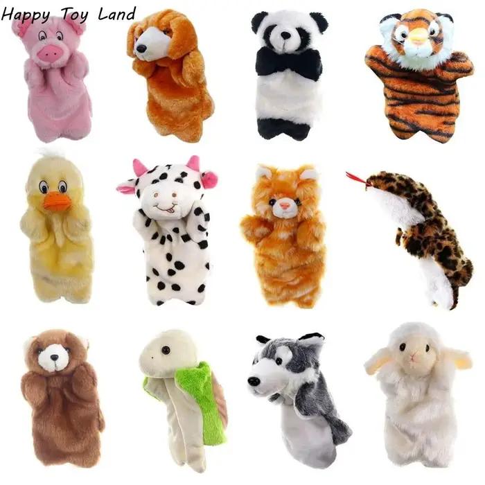 Marionnette à main en forme d'animal, jouet en peluche, beurre à la main, poupées racontant des hist