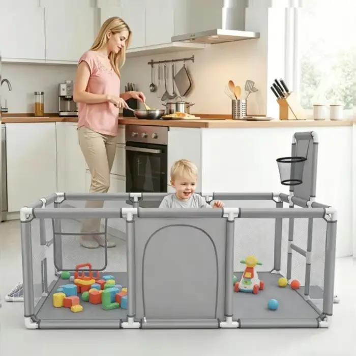 IMBABY Parc de jeu gris grand format pour bébés et tout-petits, enclos de jeu pour bébés et tout-pet