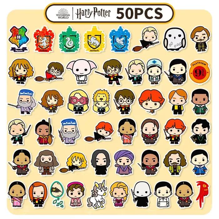 Autocollants Harry Potter authentiques, 50 pièces, Anime, étanche, pour téléphone, ordinateur portab