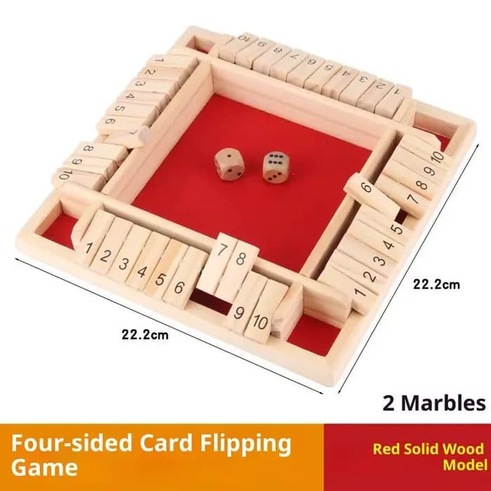 Jeu de société en bois avec dés arithmétiques pour 4 joueurs, jeu de cartes à bascule à quatre faces