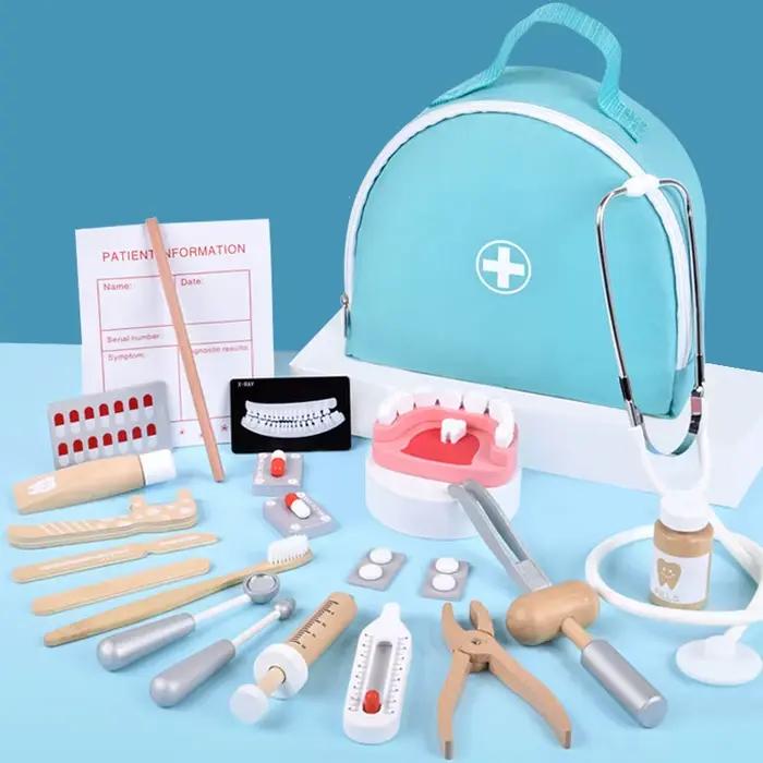 Jouets éducatifs de médecin en bois pour enfants, Simulation de dentiste, brosse de contrôle des den
