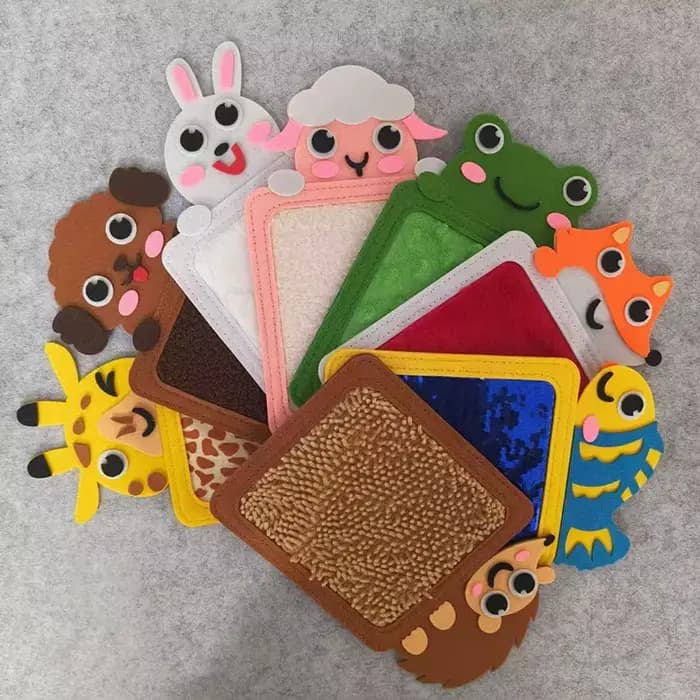 Tapis sensoriel en feutre sur le thème des animaux de dessin animé, 8 pièces, pour enfants autistes,