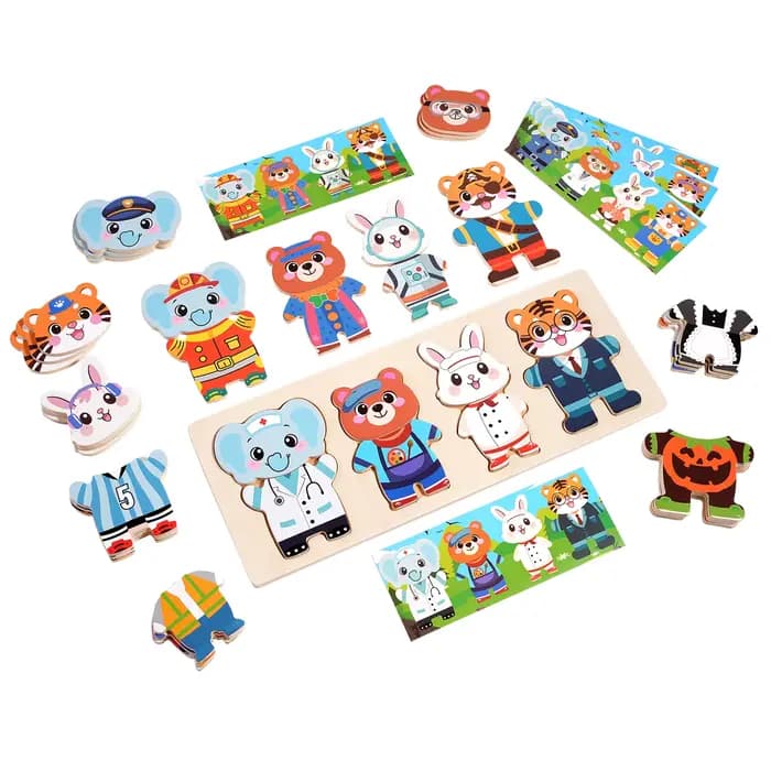 Jeu de déguisement en bois pour enfants de 3 à 6 ans, cadeau pour enfants, jeu d'association de vête