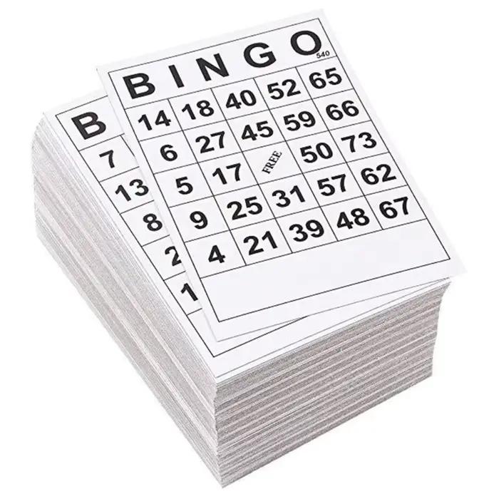 Cartes de jeu de Bingos jetables, 60 pièces, Non répétitifs, jeux de divertissement numériques pour 