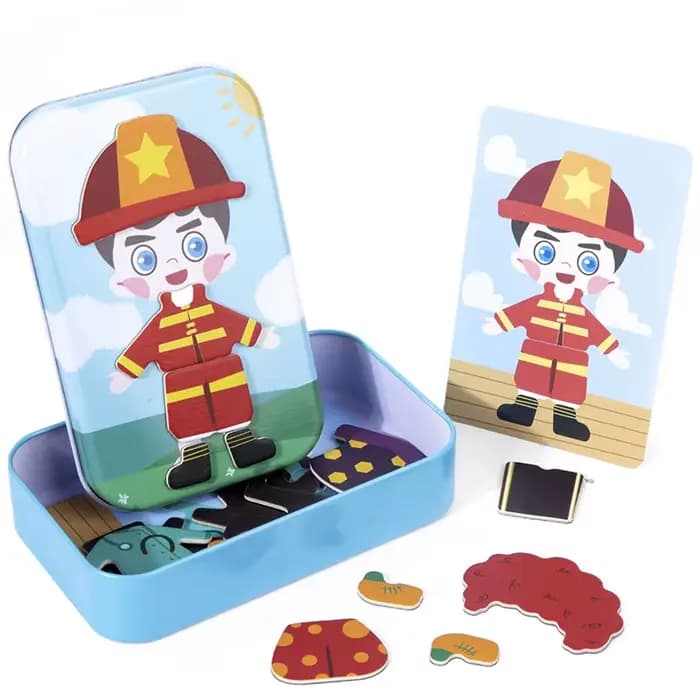 Puzzle magnétique 3D pour enfants, changement de jeu d'expression faciale, boîte en fer, jouets d'im