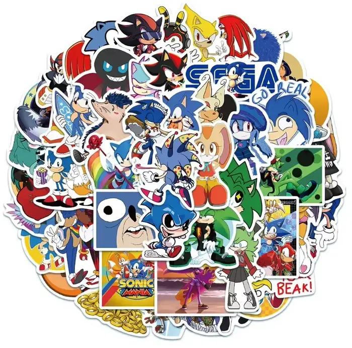 50 pièces Pack Anime Sonic jeu autocollants bricolage moto voyage bagages guitare planche à roulette