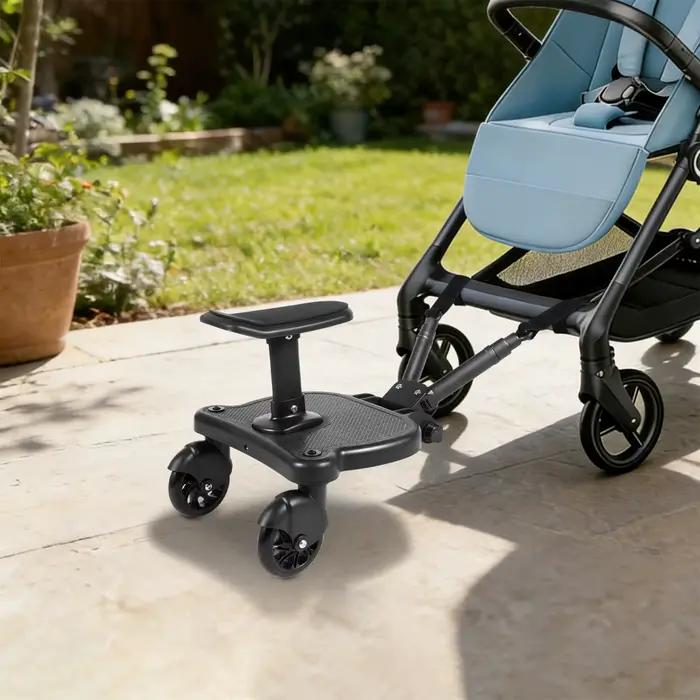 Planche de poussette 2-en-1 pour tout-petits, capacité 25 kg, marchepied et siège amovible, réglable