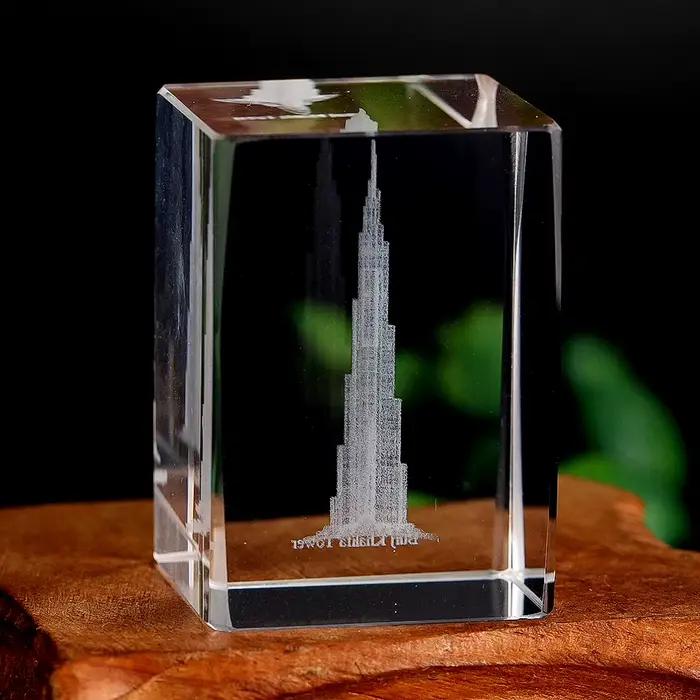 Mini Sculpture Burj Khalifa gravée en cristal, ornement de bureau, Architecture moderne, modèle de r