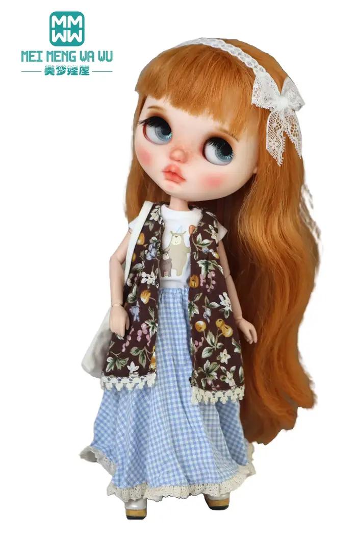 Blyth Azone OB22 OB24 – vêtements de poupée, mode, jupe à carreaux, T-Shirt, cadeau pour fille