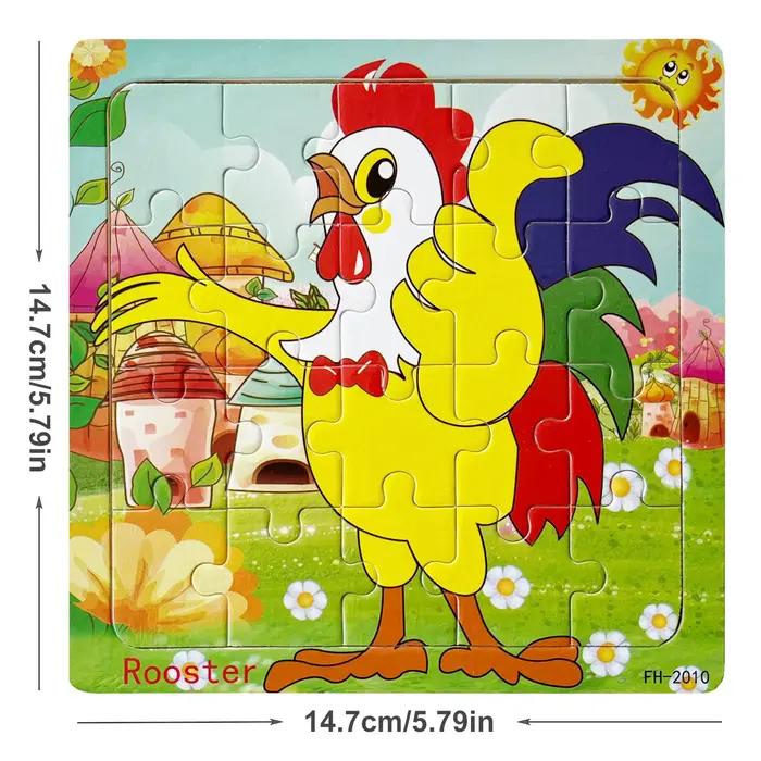 Puzzle en bois de 14.7cm, 1 pièce, jeux pour enfants, animaux de dessin animé, motif de lettres, jou