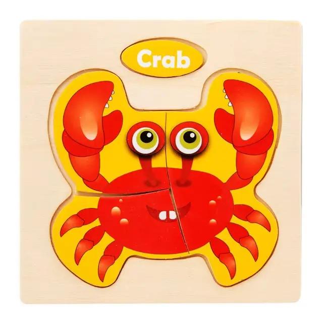 Jouets en bois pour enfants, Puzzle 3D en bois, animaux de dessin animé, Puzzle cognitif, jouets édu