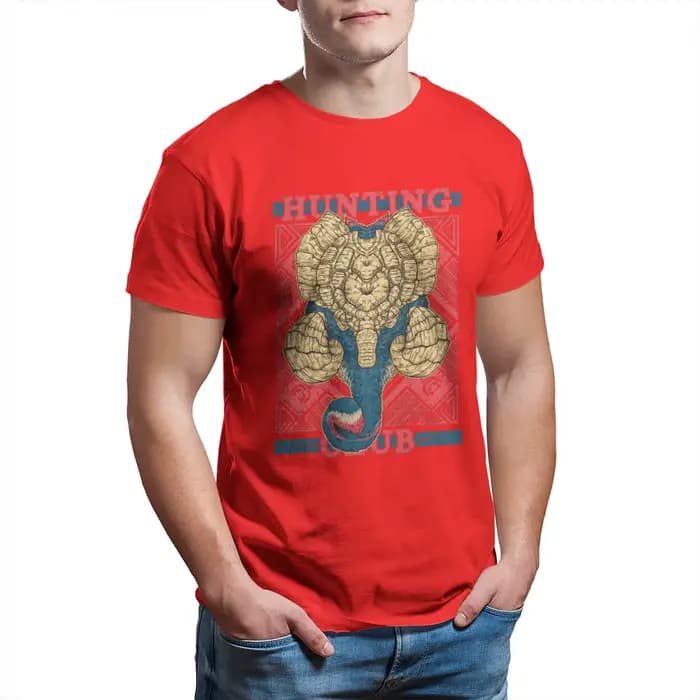 T-Shirt unisexe Monster Hunter World Hunting Club Gammoth pour homme, 100% coton, vintage, petits dé