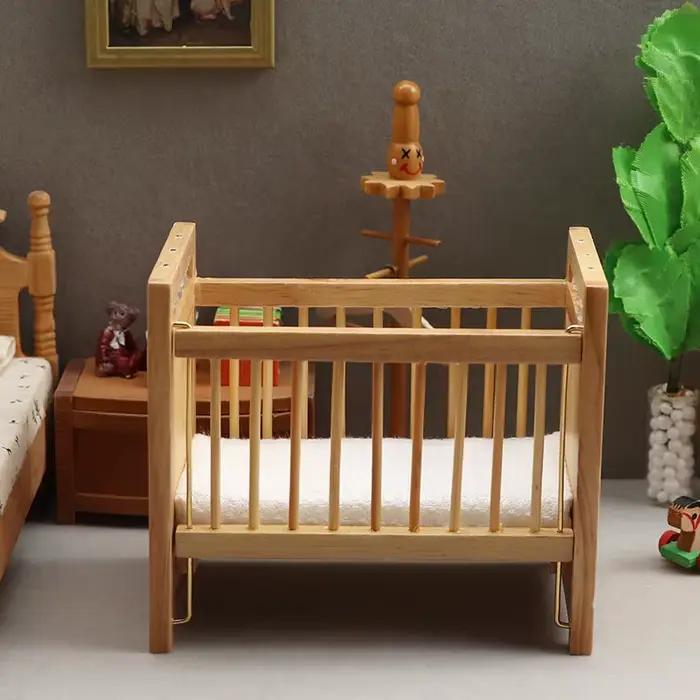 1:12 maison de poupée Miniature lit bébé berceau en bois landau bébé marcheur maison de poupée acces
