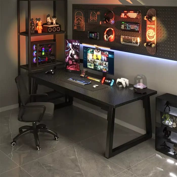 Bureau de jeu, bureau d'ordinateur en fibre de carbone, jeux de bureau à domicile, bureau de bureau