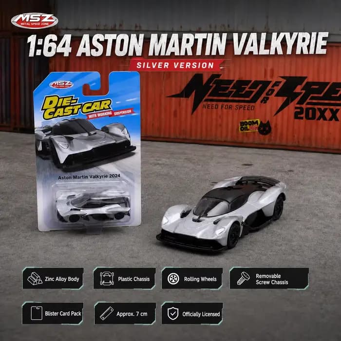 Modèle miniature CCA 1:64 Aston Martin Valkyrie, voiture jouet en alliage de zinc de 3 pouces, roues