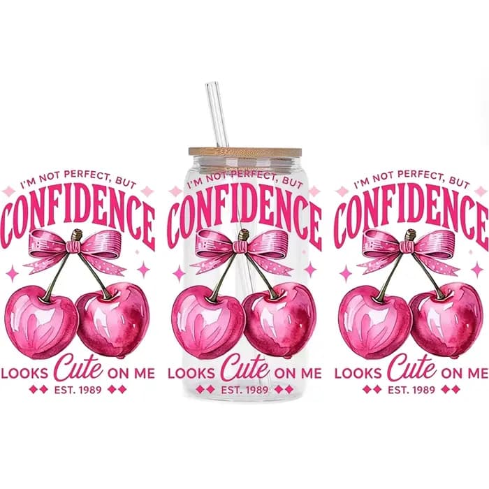 Autocollant de transfert 3D pour tasse Libbey 16oz, collection d'art cerises, autocollant UV DTF pou