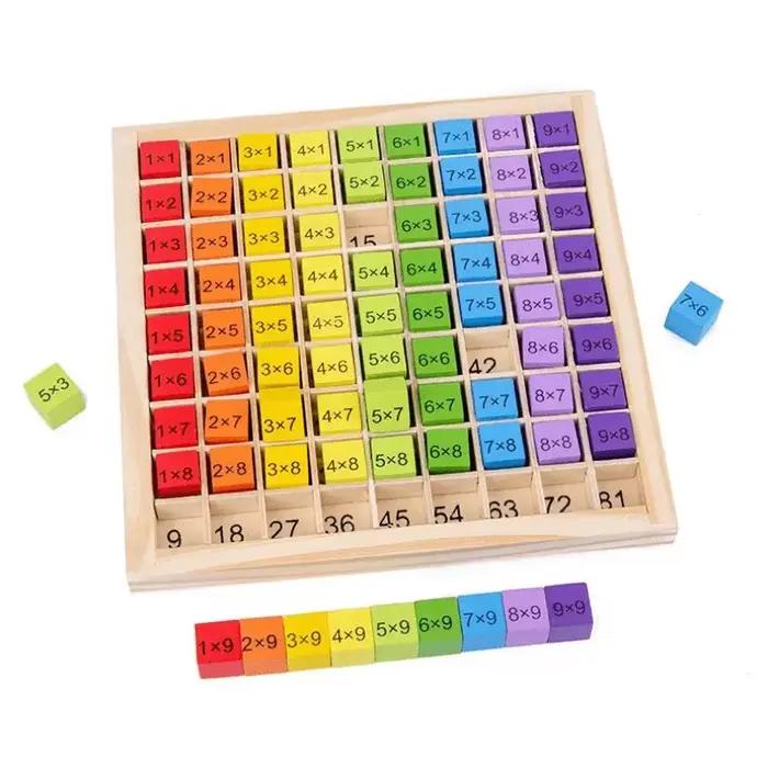 Jouets mathématiques en bois pour enfants, Montessori dos, 99 jouets pour bébés, table de multiplica