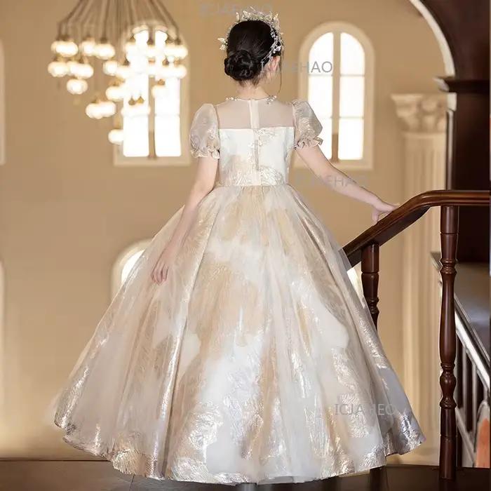 Robe de Princesse Vintage pour Filles 2026, Robe de Soirée Fleurie pour Mariage, Anniversaire, Spect