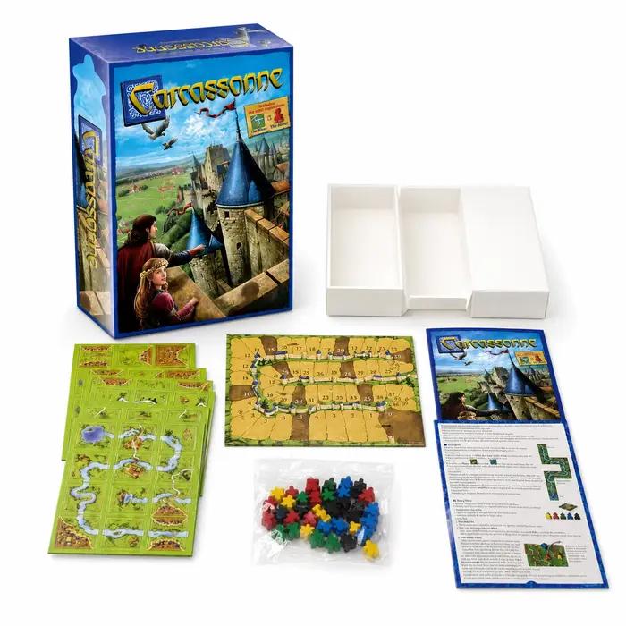 Jeu de société de placement de tuiles Carcassonne 48 pièces, jeu de stratégie de ville médiévale ave