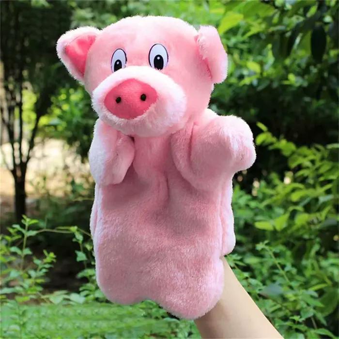 Marionnette à main en forme d'animal, jouet en peluche, beurre à la main, poupées racontant des hist