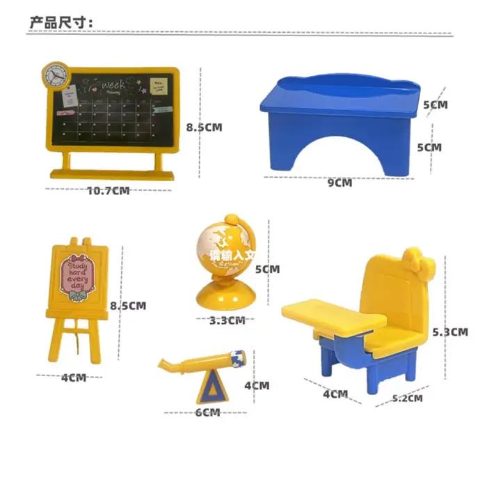 Nouvelles Tables de Classe Miniatures 1:12 pour Maison de Poupée, Accessoires de Jeu de Dessin Animé