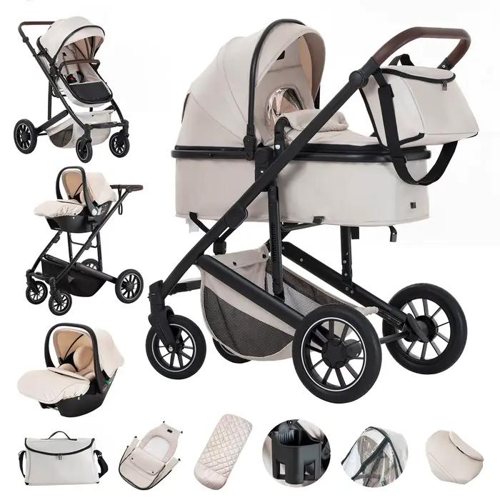 Luxueux 3 en 1 Portable voyage bébé poussette haute paysage cadre en aluminium pliable landau nouvea