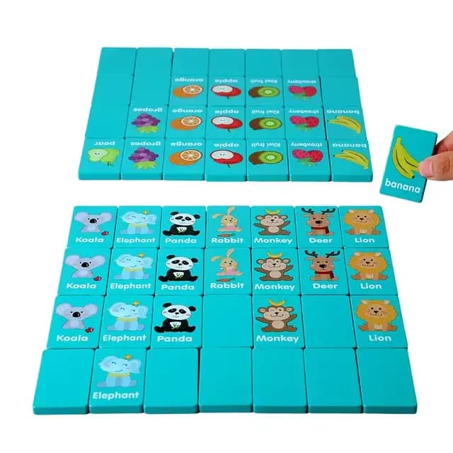 Jeu de société éducatif en bois pour enfants : Blocs, Mahjong, Mémoire, Solitaire, Jeu d'association