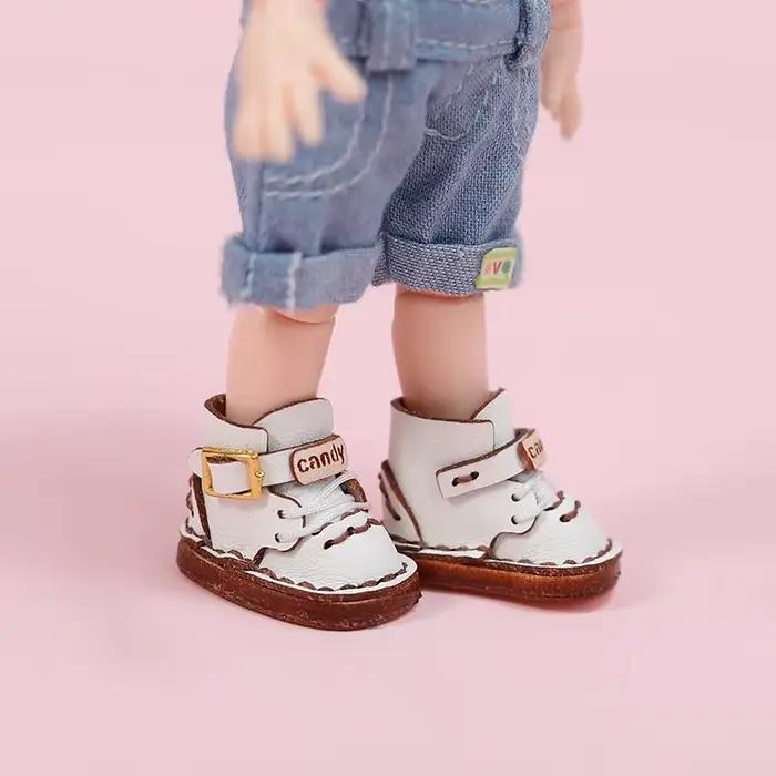 Chaussures de poupée Ob11, bottes Martin à la mode, bottes Holala en cuir de vache faites à la main 