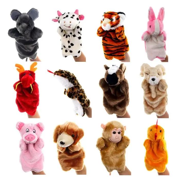 Marionnette à main en forme d'animal, jouet en peluche, beurre à la main, poupées racontant des hist