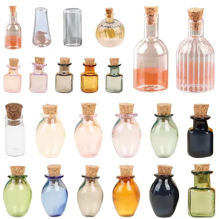 1/2/3/10PCS 1:12 Dollhouse Miniature Mini Bouteille En Verre Couvercle En Liège Rikiki Flacons Modèl