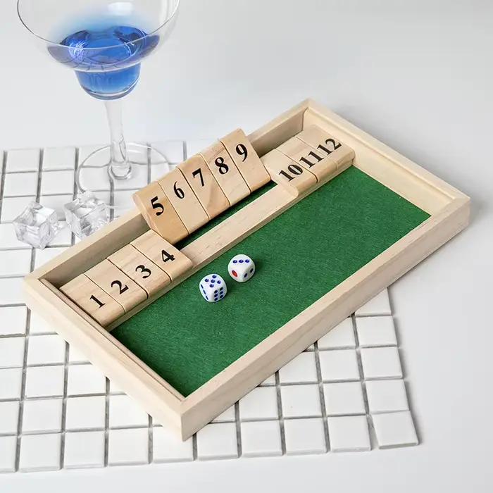 Boîte fermée en bois, jeu de société à dés, Version de table classique avec 12 chiffres, Style Pub, 