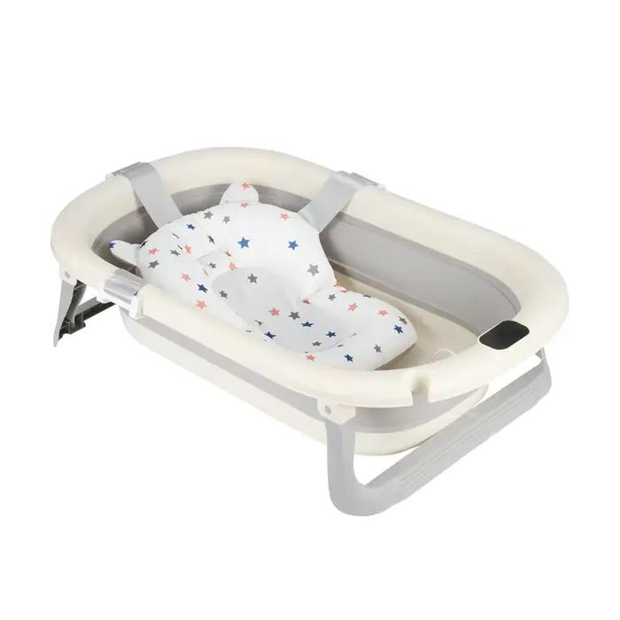 Baignoire Bébé Pliable  - Avec Coussin De Bain Et Thermomètre Intégré - Idéal Pour Cadeau De Naissan