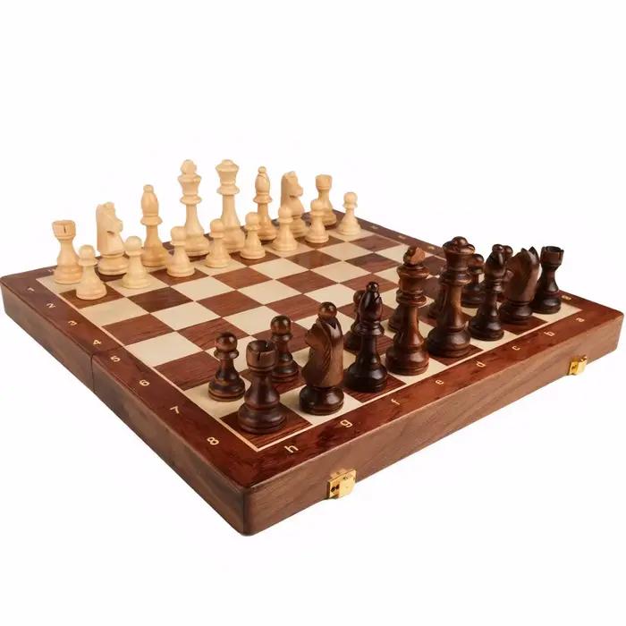 Jeu d'échecs en bois de qualité supérieure, pliable, grand format 39*39cm, pièces en bois massif, éc