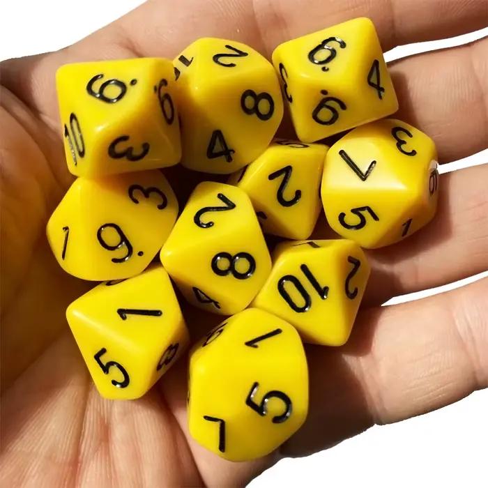 10 pièces/paquet D10 dés (1-10) Cubes acryliques jeu dés haute qualité Boutique coloré solide dés