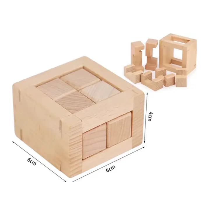 Jouets éducatifs de démêlage, Puzzle imbriqué, Cube, casse-tête en bois pour adultes et enfants, jeu
